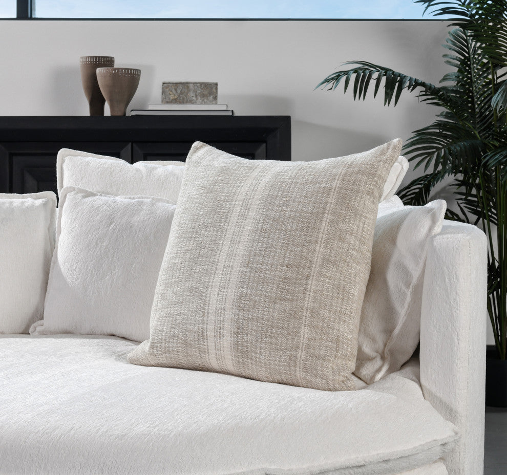 Tia 22" Square Throw Pillow, Natural Ivory, Natual,ivory, 22" X 22"