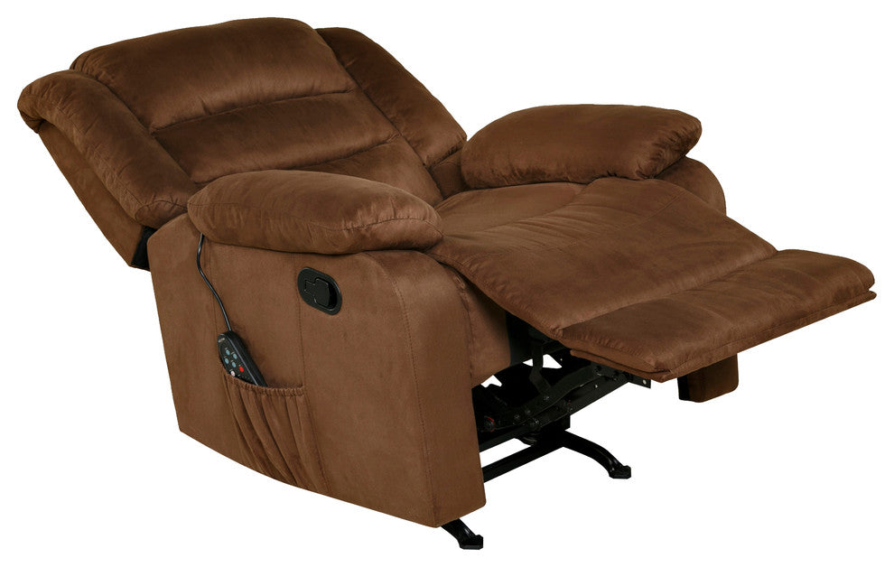 Relaxzen Rocker Recliner With Massage, Heat and Dual USB, Brown