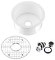 White Fireclay Farmhouse Undermount Kitchen Sink, Bottom Grid and Strain, 19"