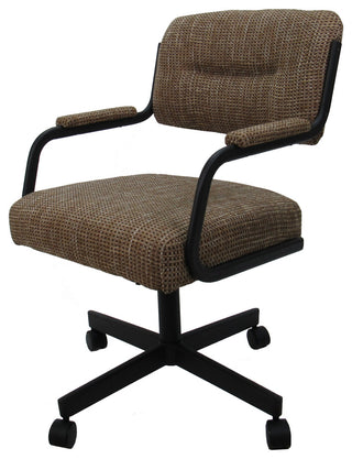 Swivel Tilt Kitchen Caster Chair with Wheels - M-110, Checkered, Brown
