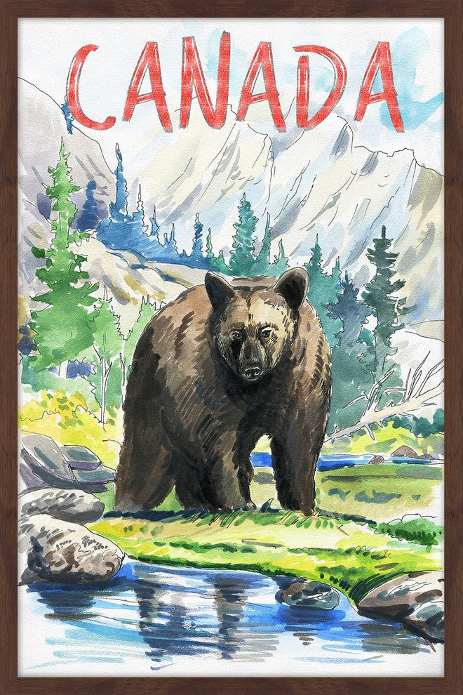"Black Bear Canada" Framed Painting Print , 24x36