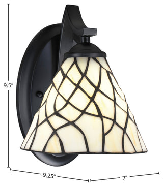 Zilo Wall Sconce, Matte Black, 7" Sandhill Tiffany Glass