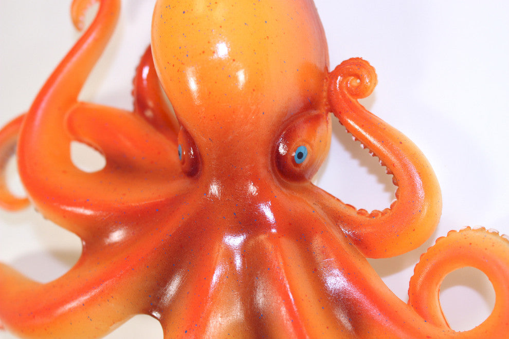 Coastal Sea Creature Orange Octopus 9 Inch Wall Decor Resin Plaque