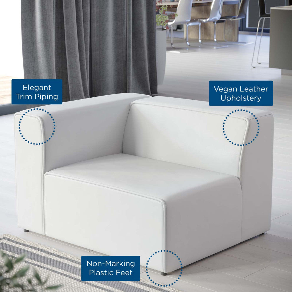 Sofa Corner Chair, Faux Vegan Leather, White, Modern, Living Lounge Hospitality