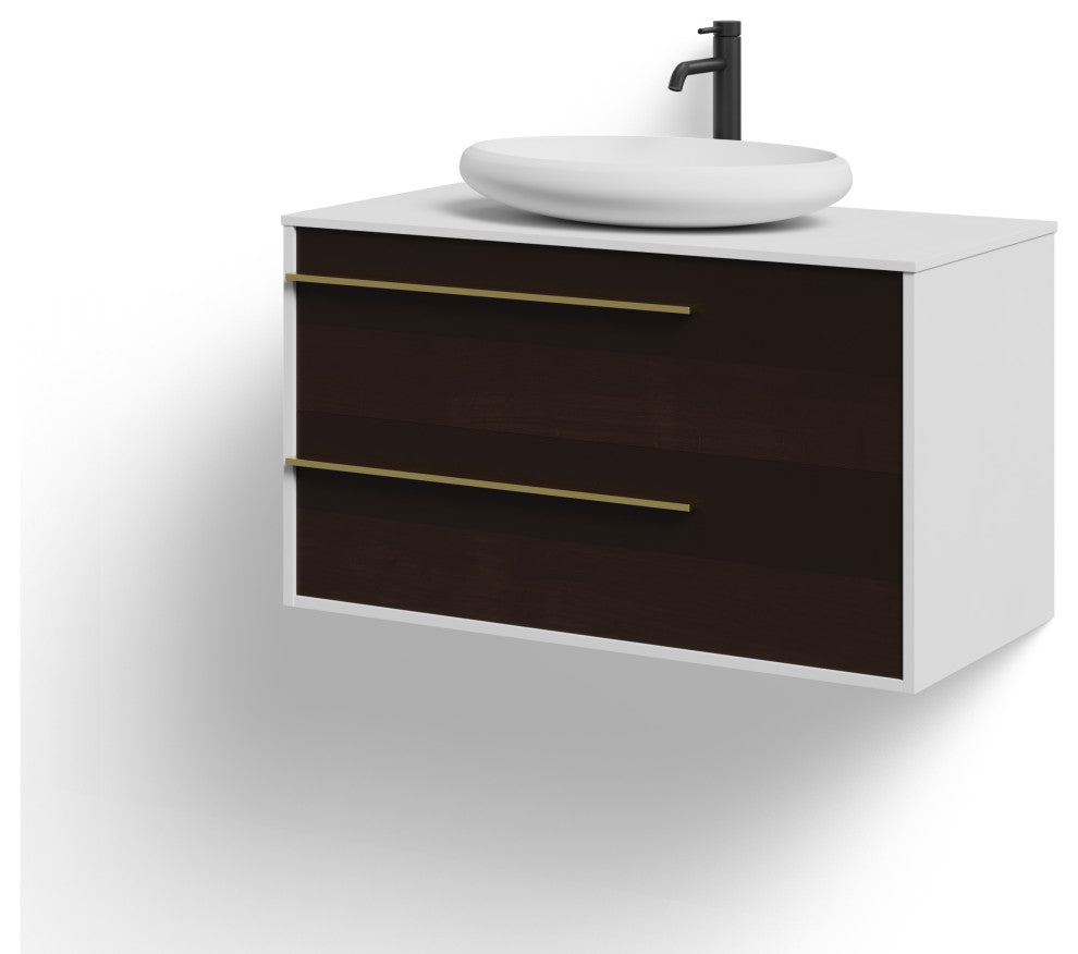 The Rhone Bathroom Vanity, Smoke Grey, 42", Single Sink, Wall Mounted