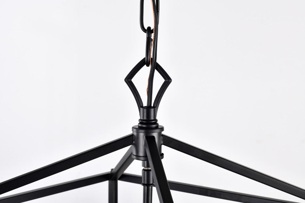 4-Light Matte Black Lantern Pendant Chandelier 16in With Nickle or Black Sleeve