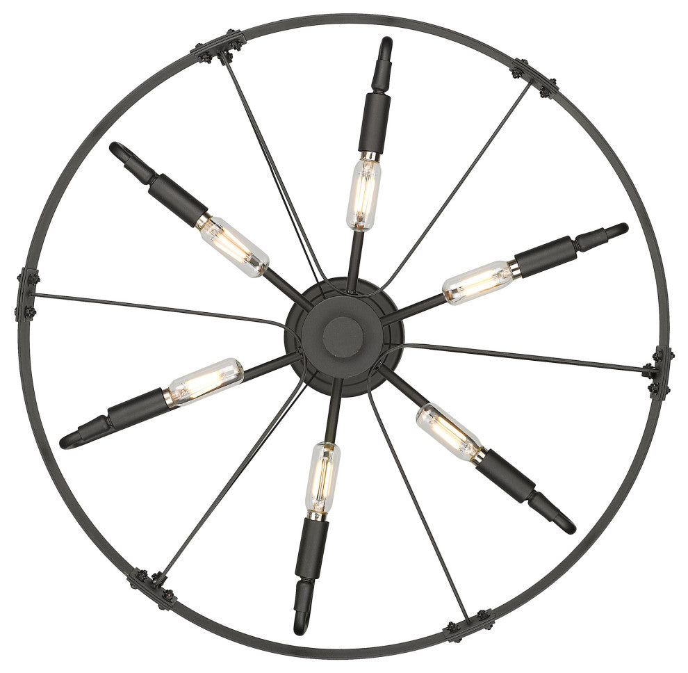 Vaughn Medium Semi-Flush With Natural Black Accents Shade