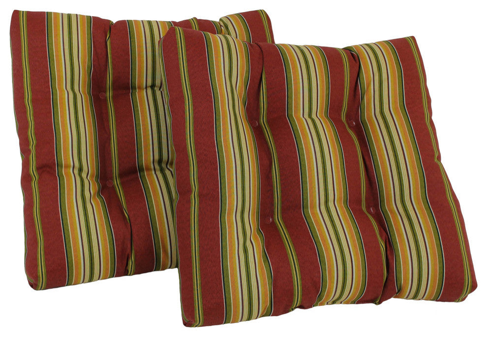 19" Squared Tufted Dining Chair Cushion, Set of 2, Kingsley Stripe Ruby