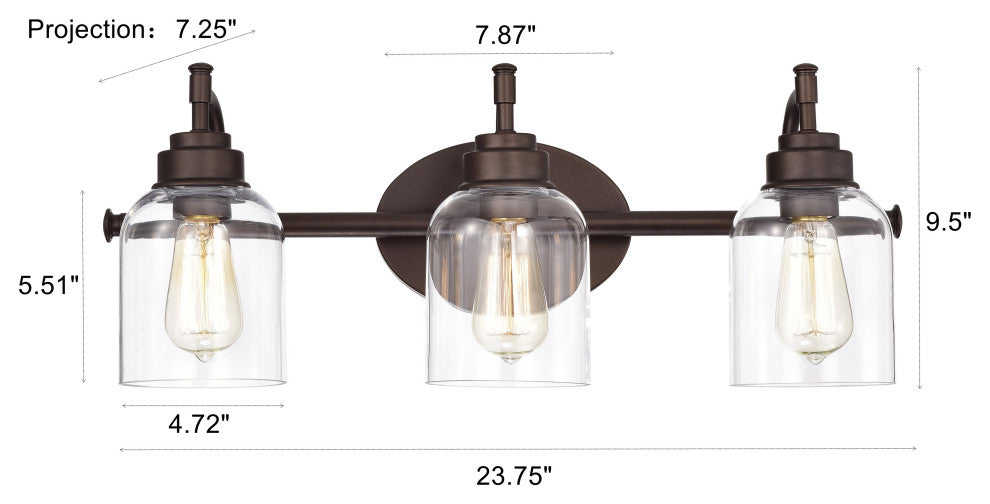 CHLOE Lighting ADAIR Transitional 3-Light Oil Rubbed Bronze Bath Fixture