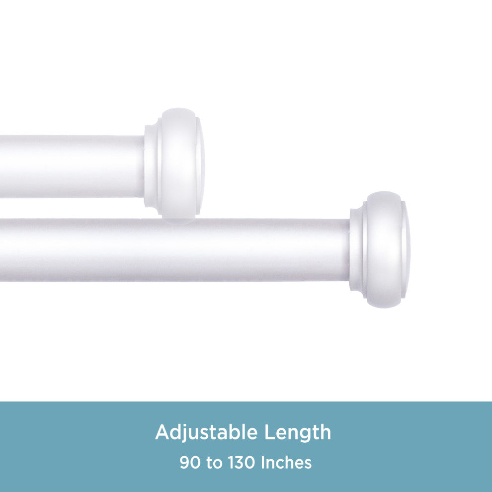 KenneyÂ® Weaver 1" Premium Decorative Window Curtain Rod, Satin Nickel, 90-130