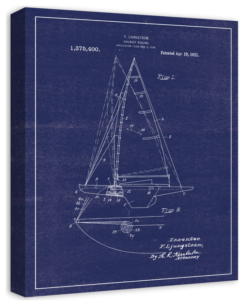 Vintage Boat Print 16x20 Canvas Wall Art