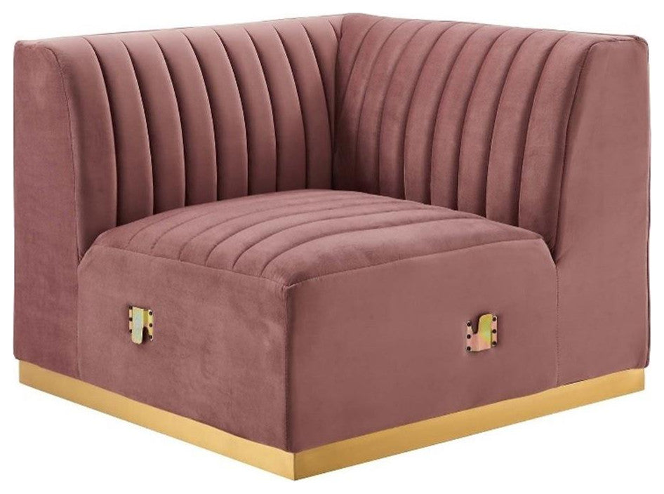 Conjure Channel Tufted Performance Velvet Left Corner Chair