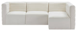 Quincy Velvet Upholstered 4-Piece L-Shaped Modular Sectional, Cream
