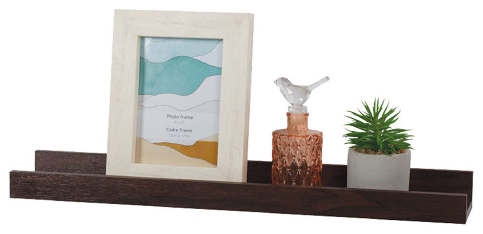 Edge 23" Photo Frame Floating Wall Shelf, Brown