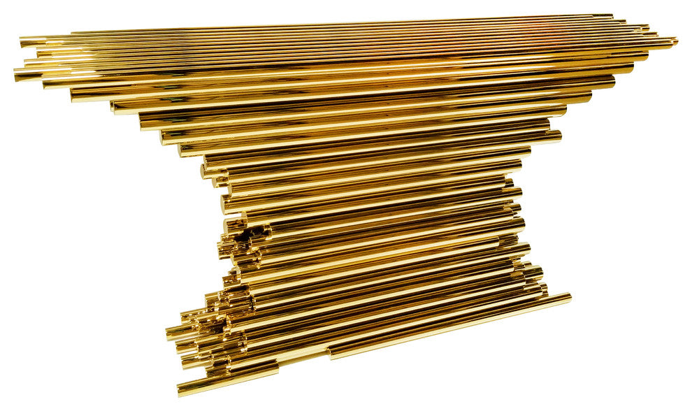 Console Table Furniture, Gold, 58"x16"x32"