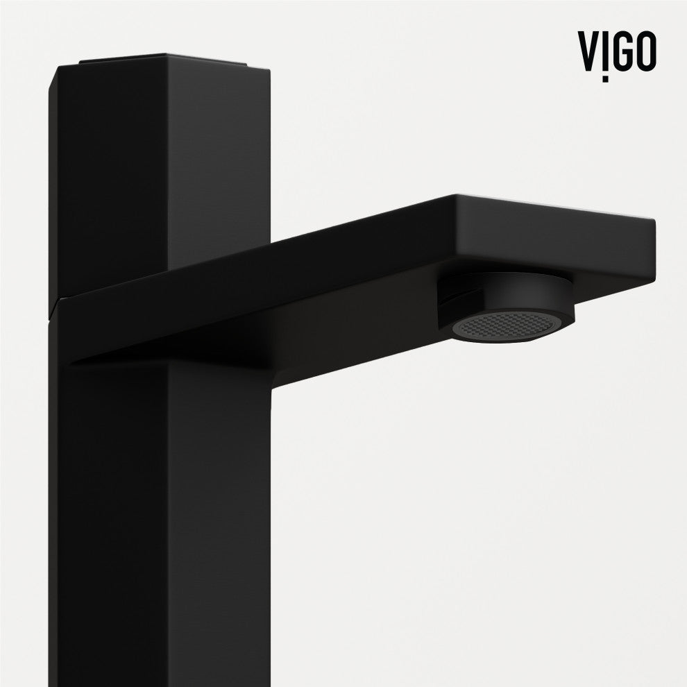 VIGO Nova 8" H Button Operated Single Hole Bathroom Faucet, Matte Black, Without Extras