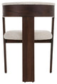 Modrest Washington Modern Cream Fabric + Brown Oak Dining Chair, Set of 2