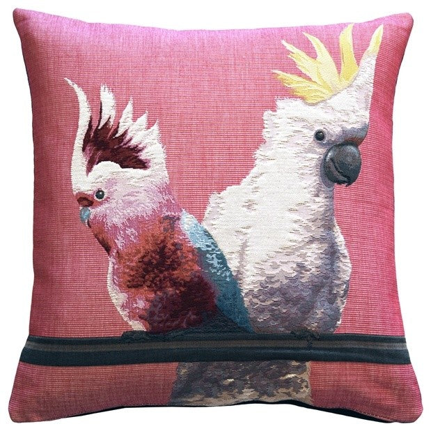 Pillow Decor - Cockatiel Birds Pink Tapestry Throw Pillow