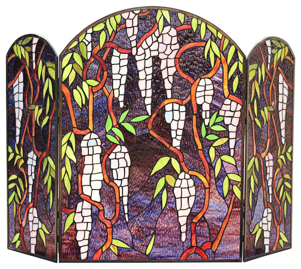 CHLOE Lighting CH8F002PF42-GFS CORINTH Stained Glass Design Fireplace Screen