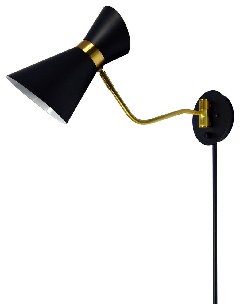 1 Light Swing Arm Lamp, Black / Vintage Bronze Finish
