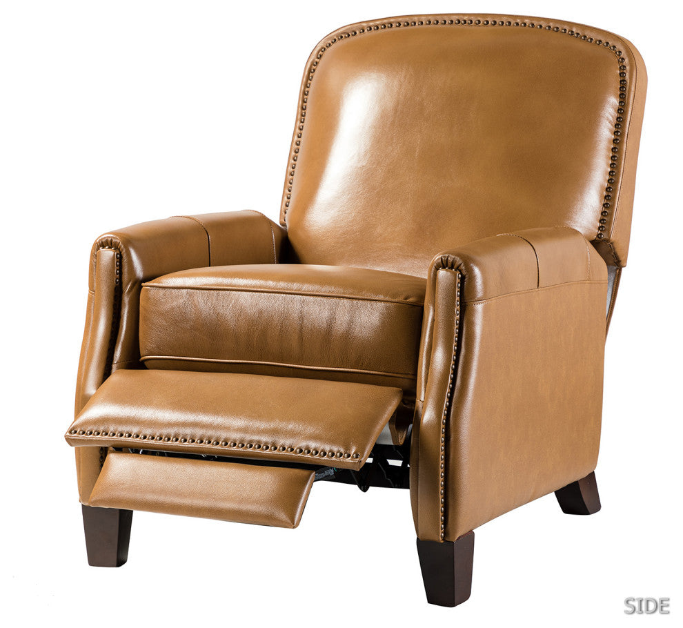 Genuine Leather Cigar Recliner, Home Theater Seating, Set of 2, Camel