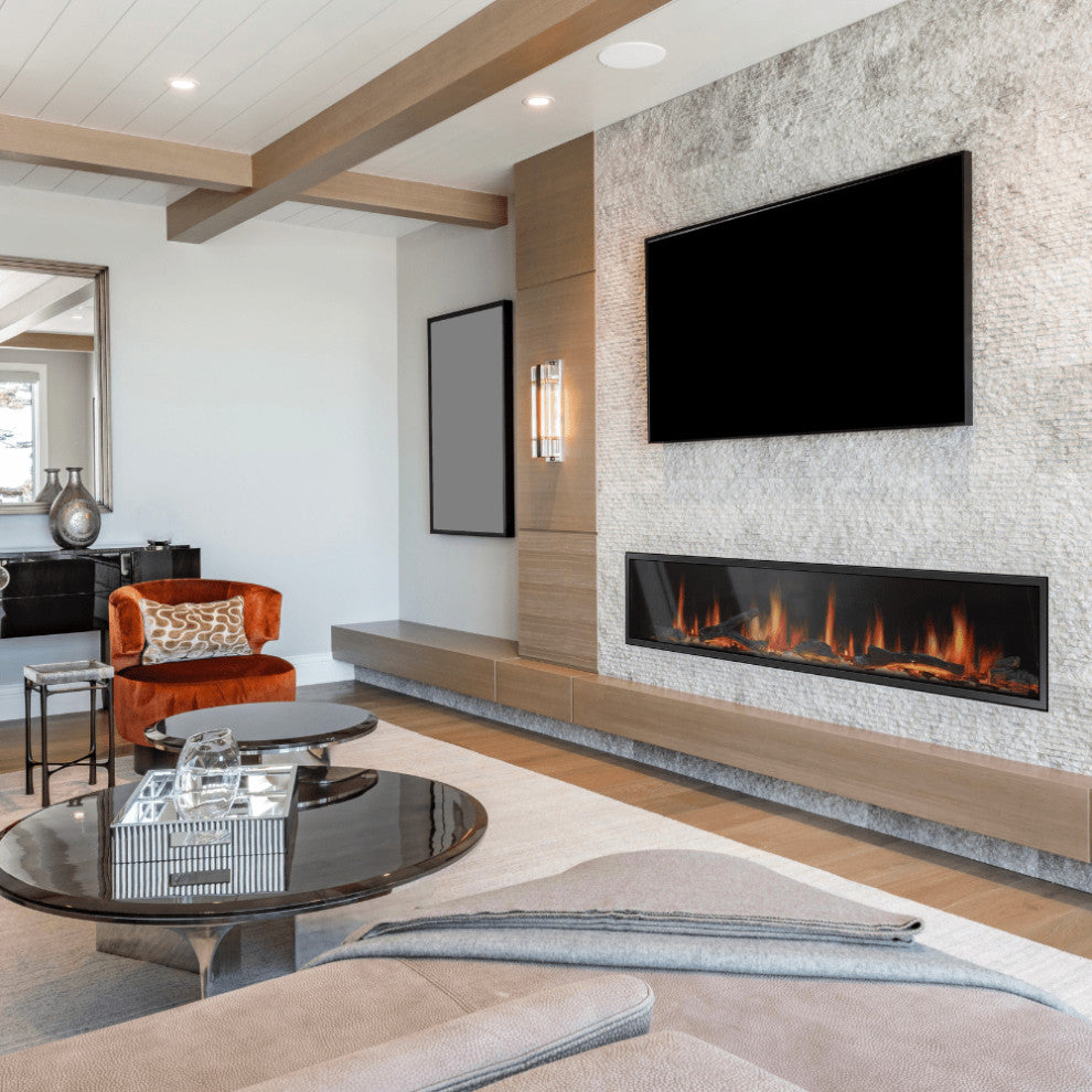 Litedeer Homes Latitude Built-in Smart Electric Fireplace With 1" Trim, 75" Wide