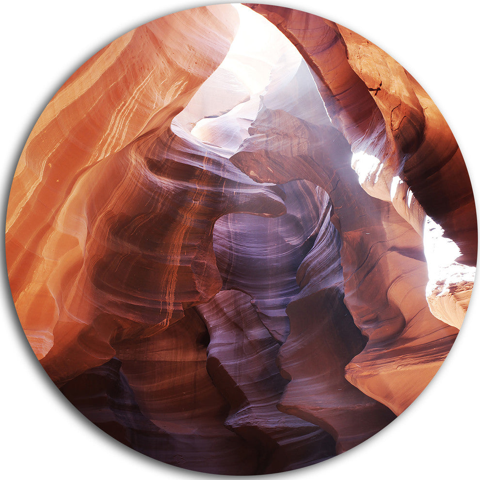 Canyon Antelope With Purple Sunlight, Landscape Disc Metal Artwork, 11"