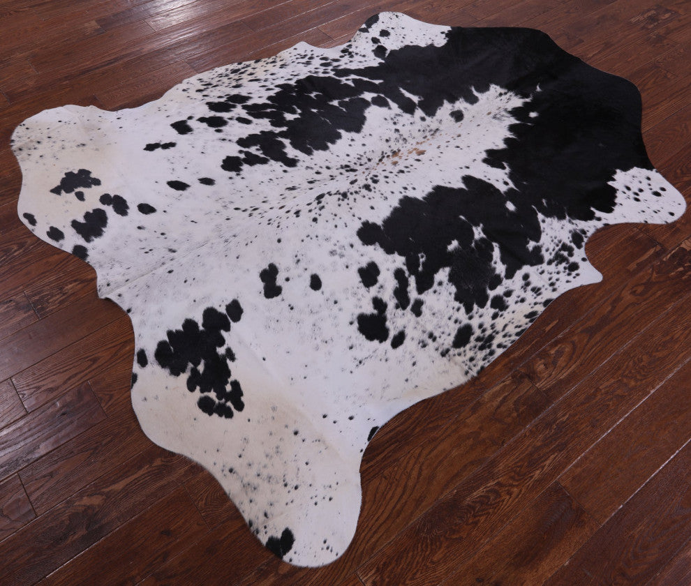 7' 1" X 6' 3" Salt and Pepper Natural Cowhide Rug C1603