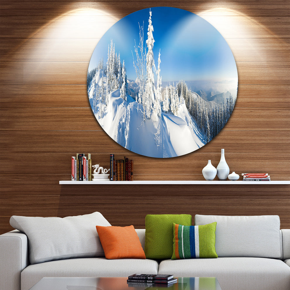 Panoramic Winter Mountain, Photo Round Wall Art, 11"