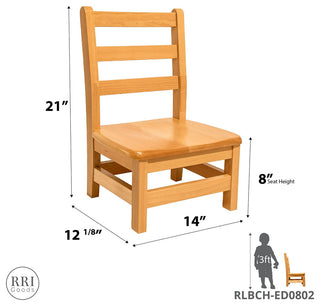 RRI Goods Ladderback Kids Wooden Chair Set of 2, 8"