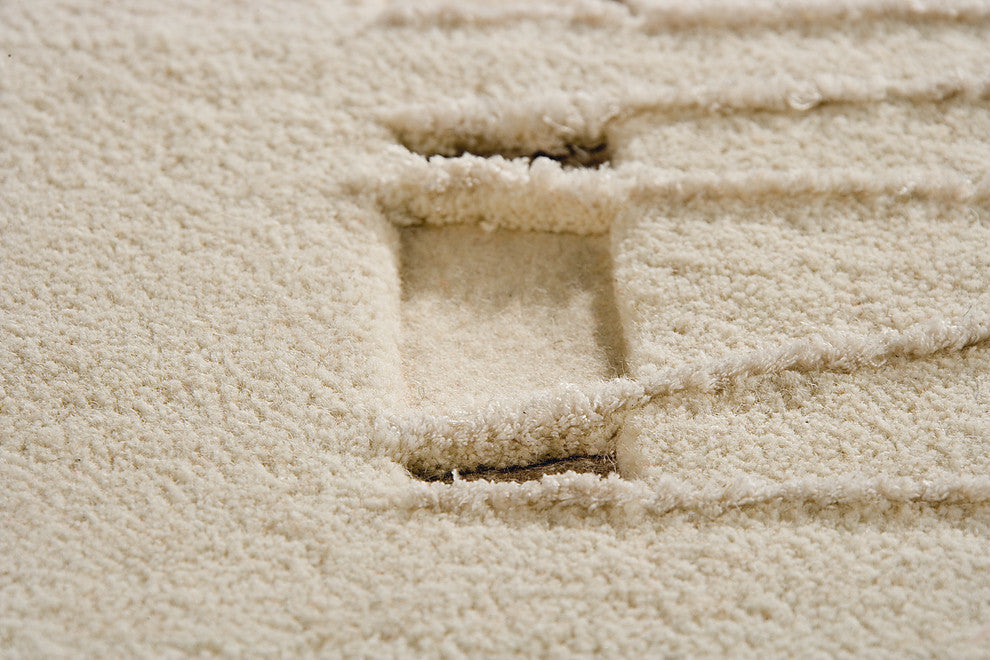Hand Tufted White Wool Area Rug