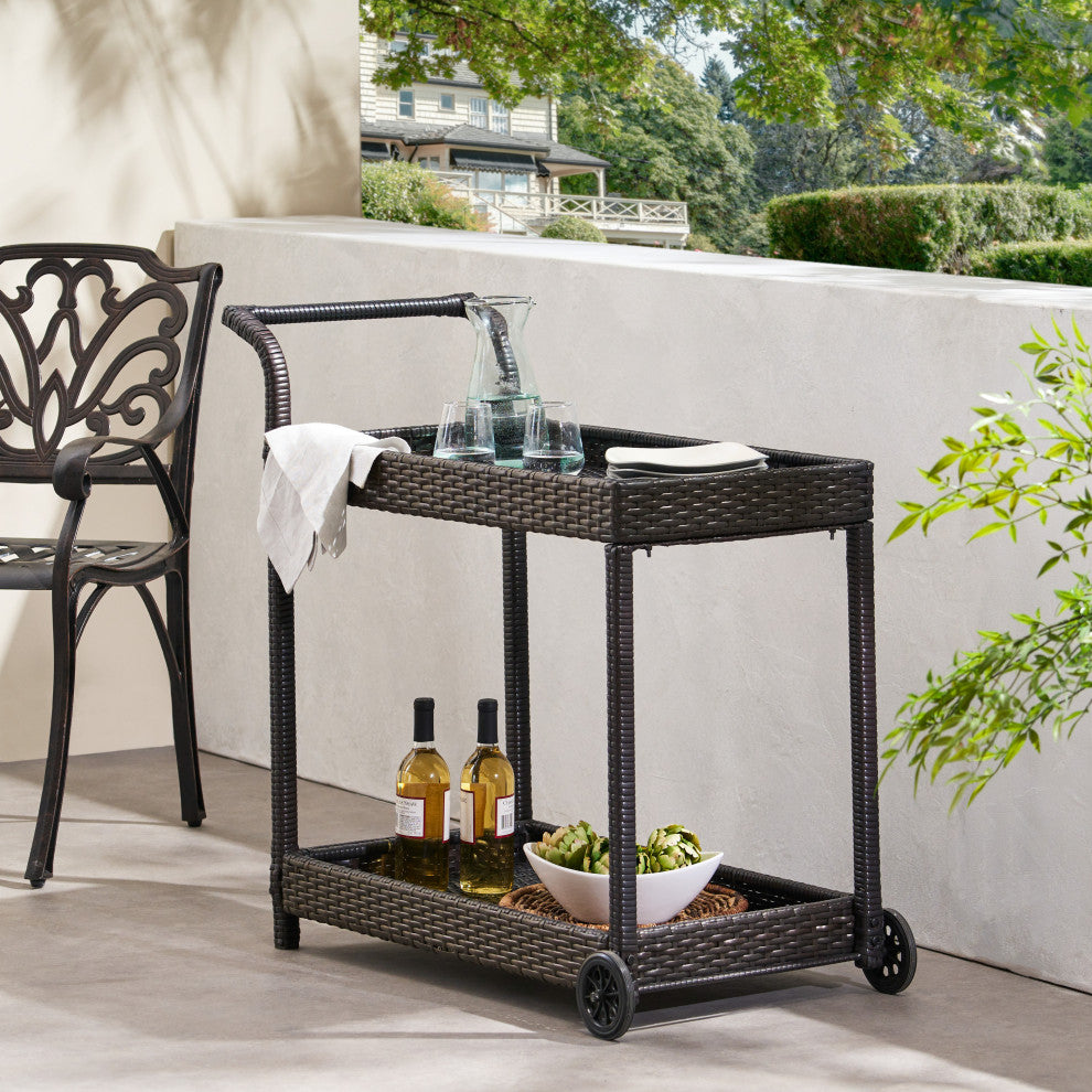 GDF Studio Baja Outdoor Wicker Bar Cart