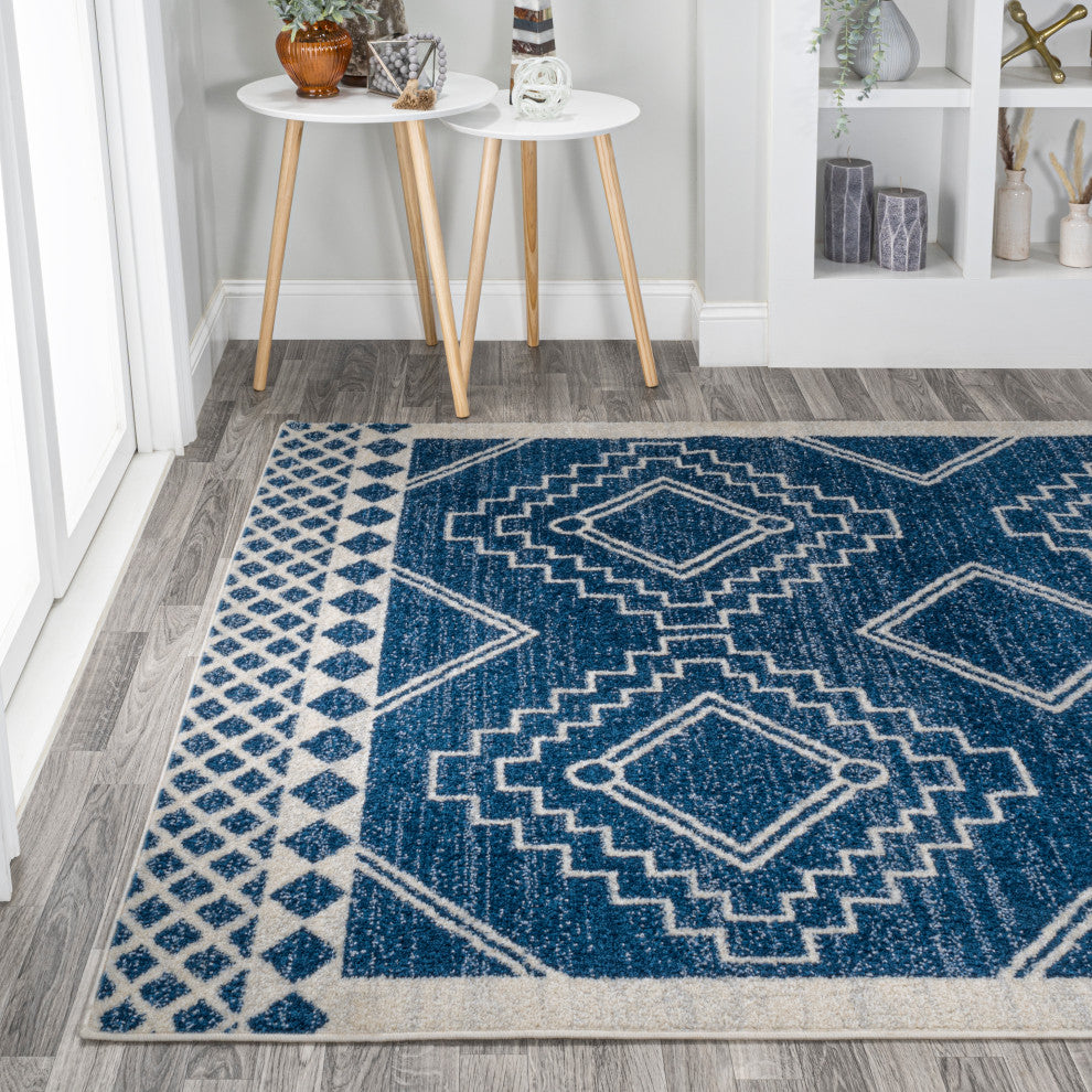 Amir Moroccan Beni Souk Rug, Navy/Ivory, 4 X 6