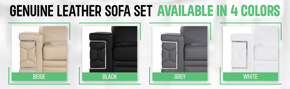 Oliver Genuine Leather, 3-Piece Set, Grey