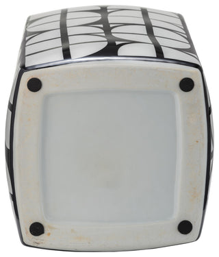 Ceramic 18"H Square Jar, Lid, Black/White