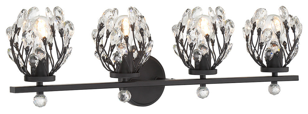 Moreno 4-Light Bathroom Vanity Light, Matte Black, Matte Black