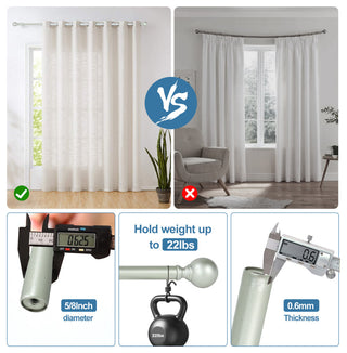 Ball Adjustable Double Curtain Rod Set, 5/8", Pewter, 28"-48"