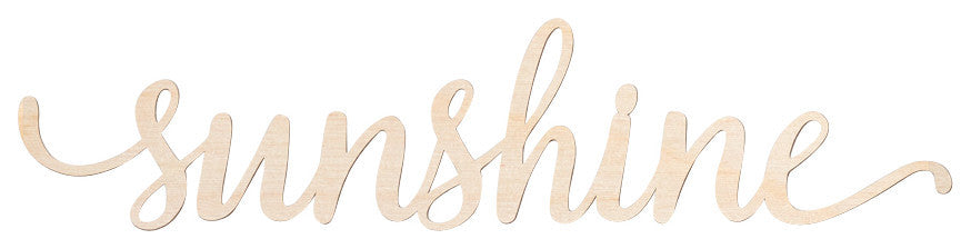 Sunshine Script Word Wood Sign, 18"x4"