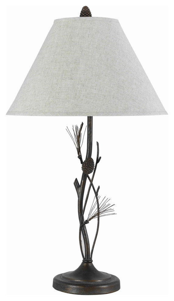 Benzara BM223610 Accent Metal Body Table Lamp Conical Shade, Bronze & White
