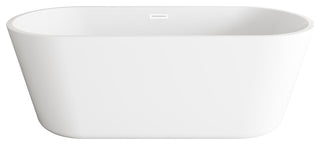 OWEN 65" Soaking Bathtub, Glossy White With Polished White Trim
