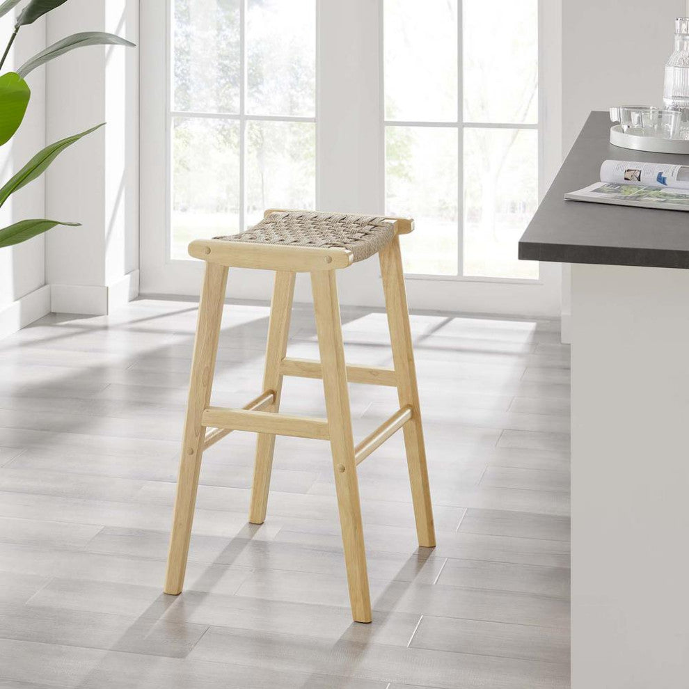 Saoirse Woven Rope Wood Bar Stool - Set of 2