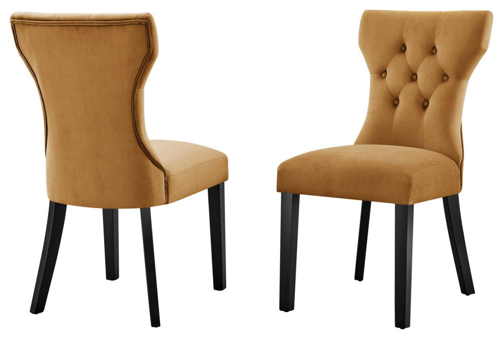 Side Dining Chair, Set of 2, Brown, Velvet, Modern, Cafe Bistro Hospitality