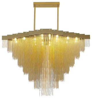 24-Light Gold Chandelier With Hanging Aluminum Chains