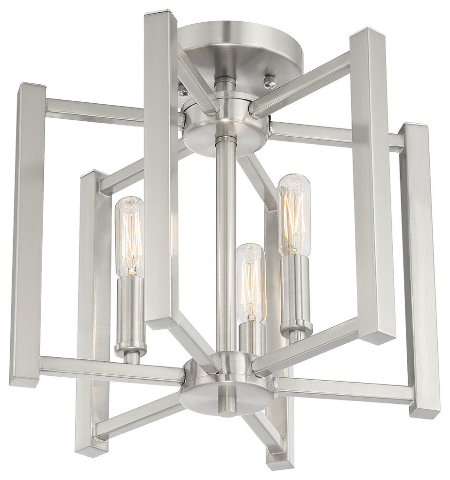 Benson 3-Light Satin Nickel Semi-Flush