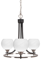 Paramount 3-Light Chandelier, Matte Black & Brushed Nickel, 5.75" White Marble