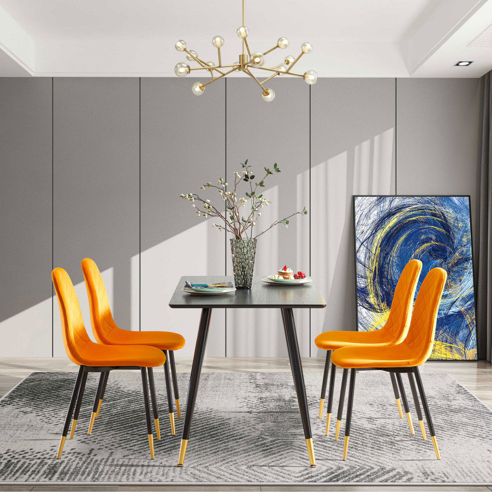 Gewnee Black Modern Kitchen Dining MDF Table For Smart Home