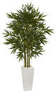 6' Bamboo Artificial Tree, White Tower Planter