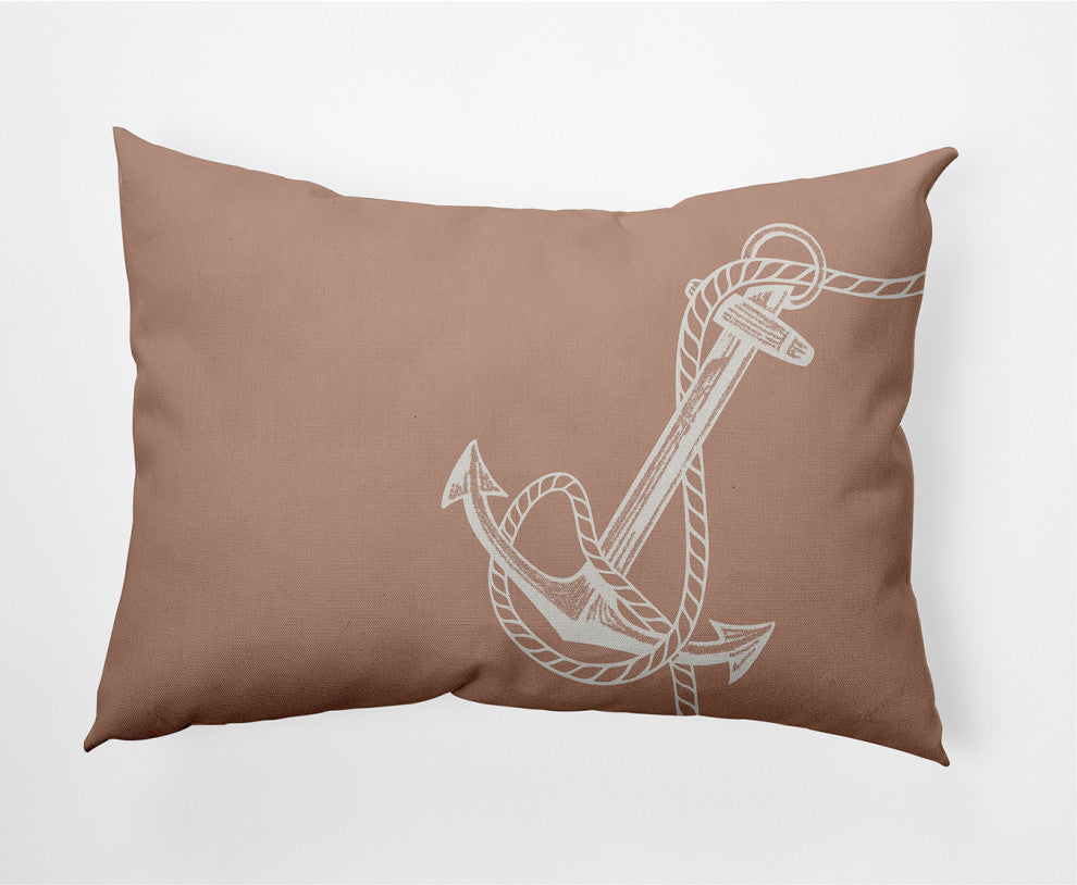 14x20" Anchored Nautical Decorative Indoor Pillow, Mauve
