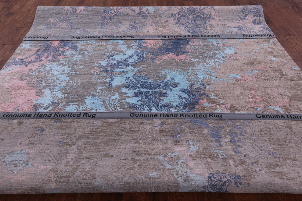 9' 0" X 12' 2" Modern Handmade Wool & Silk Rug - Q15551