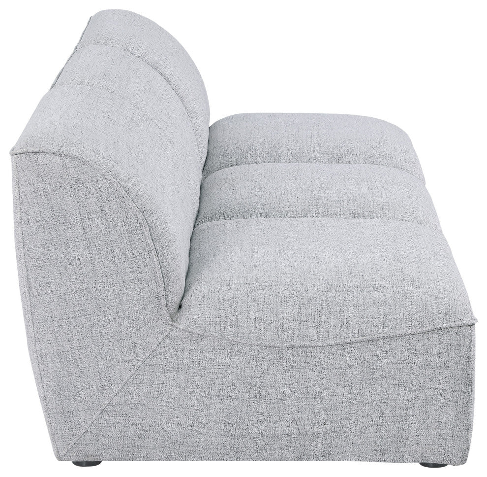Miramar Linen Textured Fabric Upholstered 3-Piece Modular Sofa, Grey